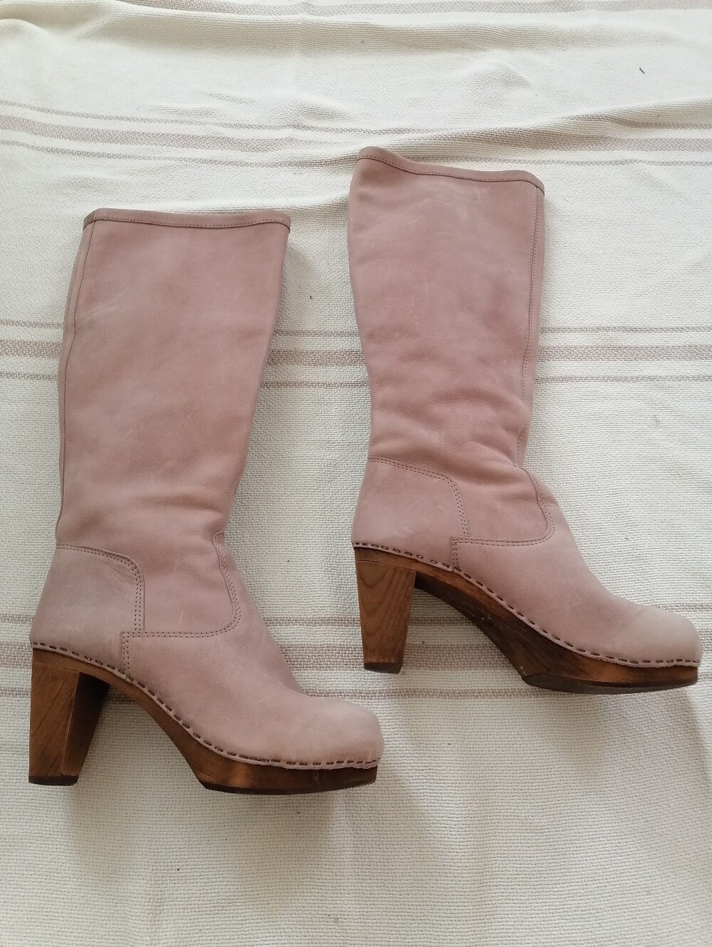 Sanita Pink Nubuck leather Mid-Calf WoodenHeeled Boots 39